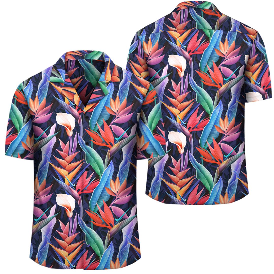 Tropical Flower Hawaiian Shirt Unisex Black - Polynesian Pride