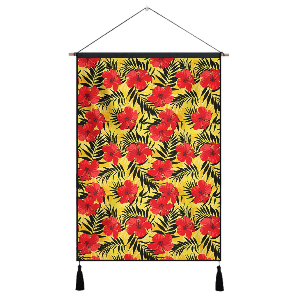 Tropical Flowers And Palm Leaves Hanging Poster - AH Hanging Poster 43 x 65 cm Cotton And Linen - Polynesian Pride