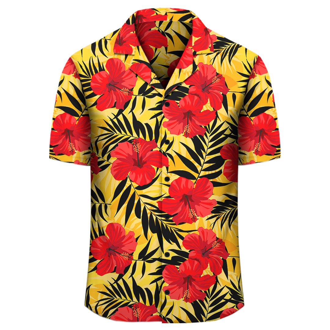 Tropical Flowers And Palm Leaves Hawaiian Shirt - Polynesian Pride