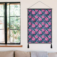 Tropical Flowers With Hummingbirds Palm Leaves Hanging Poster - AH Hanging Poster 50 x 75 cm Cotton And Linen - Polynesian Pride