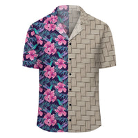 Tropical Flowers With Hummingbirds Palm Leaves Lauhala Moiety Hawaiian Shirt - Polynesian Pride