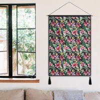 Tropical Flowers, Palm And Leaves Hanging Poster - AH Hanging Poster 50 x 75 cm Cotton And Linen - Polynesian Pride