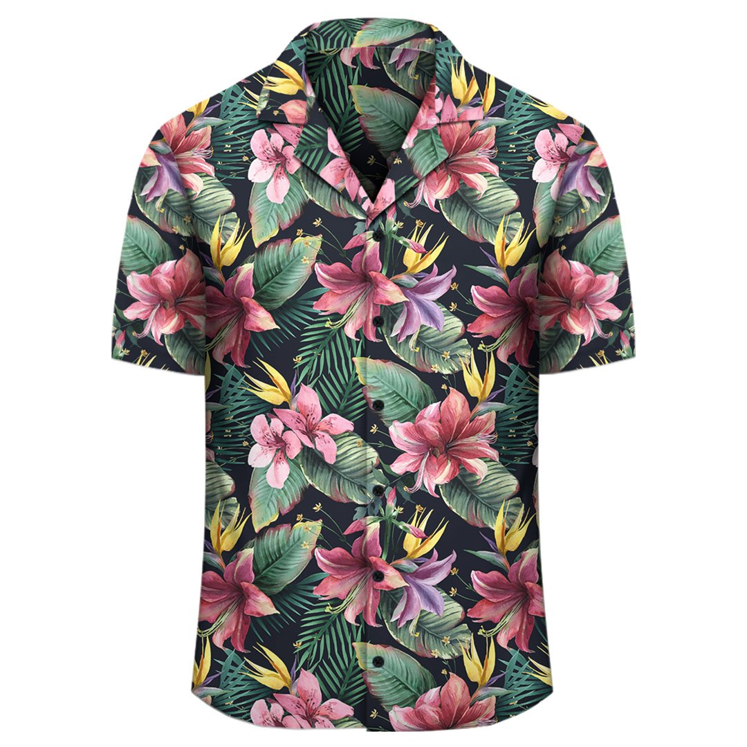 Tropical Flowers Palm And Leaves Hawaiian Shirt - Polynesian Pride
