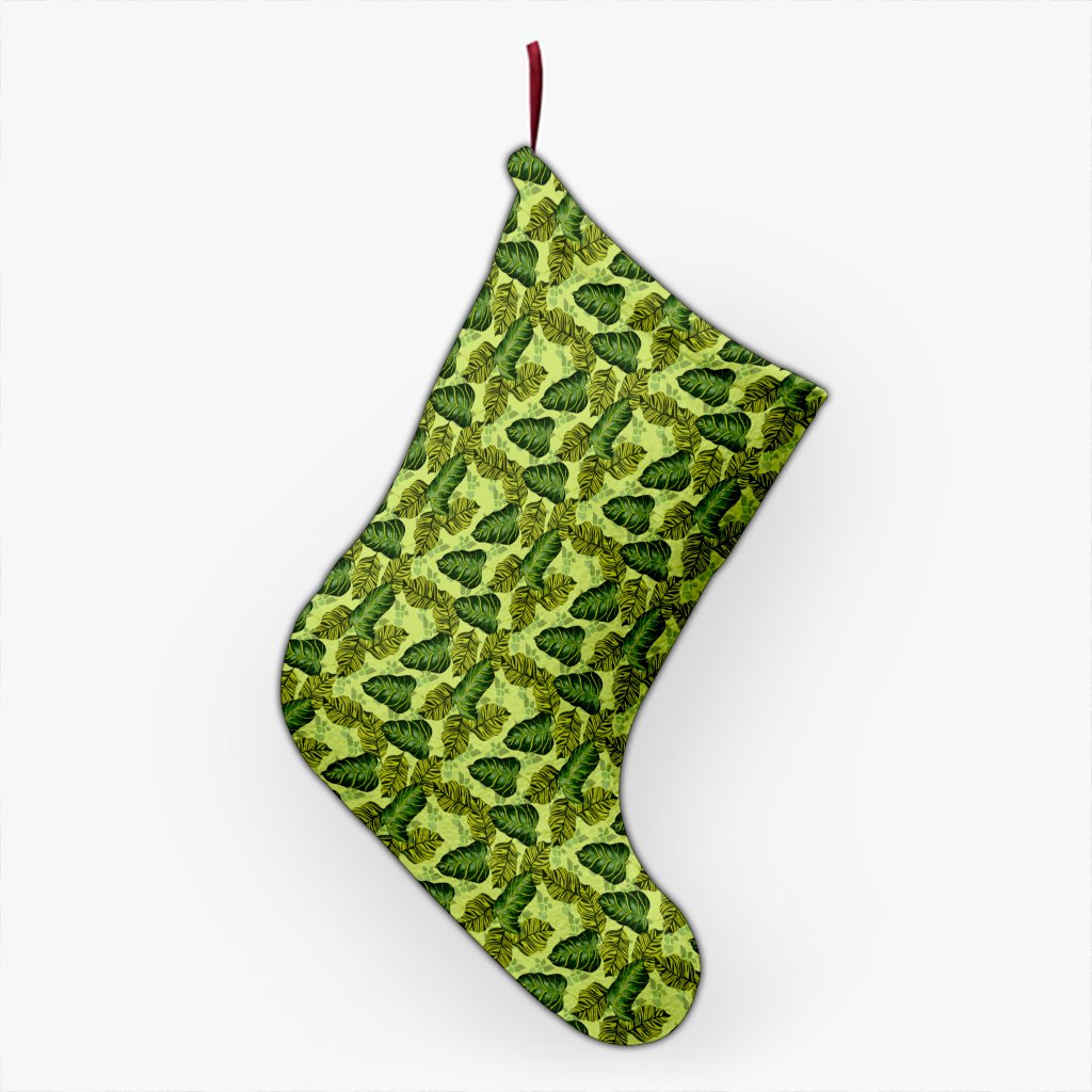 Tropical Green Christmas Stocking 26 X 42 cm Black Christmas Stocking - Polynesian Pride