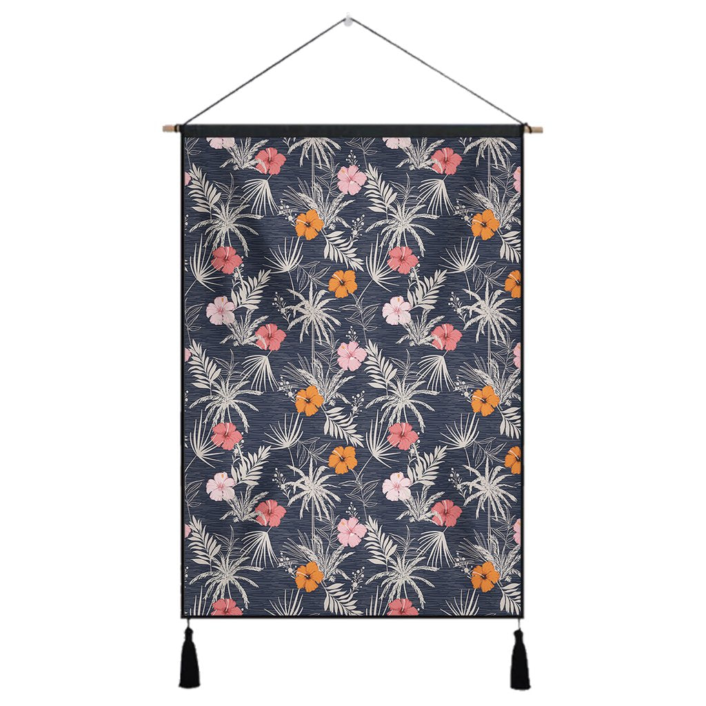 Tropical Grey Hanging Poster - AH Hanging Poster 43 x 65 cm Cotton And Linen - Polynesian Pride