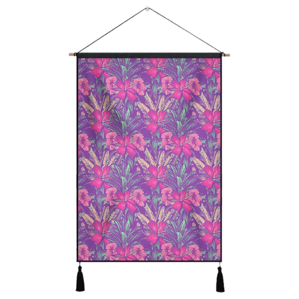 Tropical Hibiscus Purple Hanging Poster - AH Hanging Poster 43 x 65 cm Cotton And Linen - Polynesian Pride