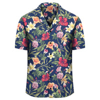 Tropical Hibiscus Red And Plumeria White Hawaiian Shirt - Polynesian Pride
