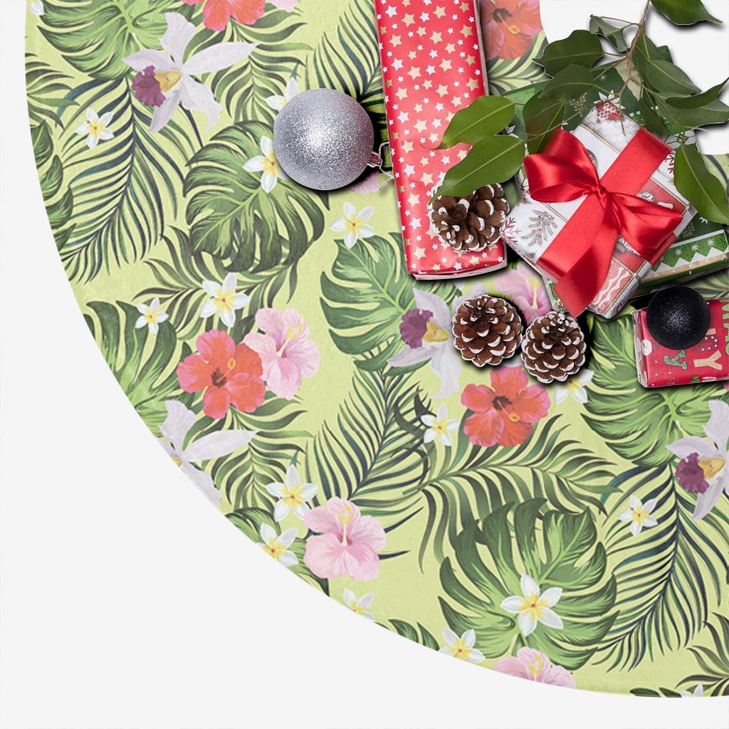 Tropical Hibiscus, Plumeria Green Tree Skirt - Polynesian Pride