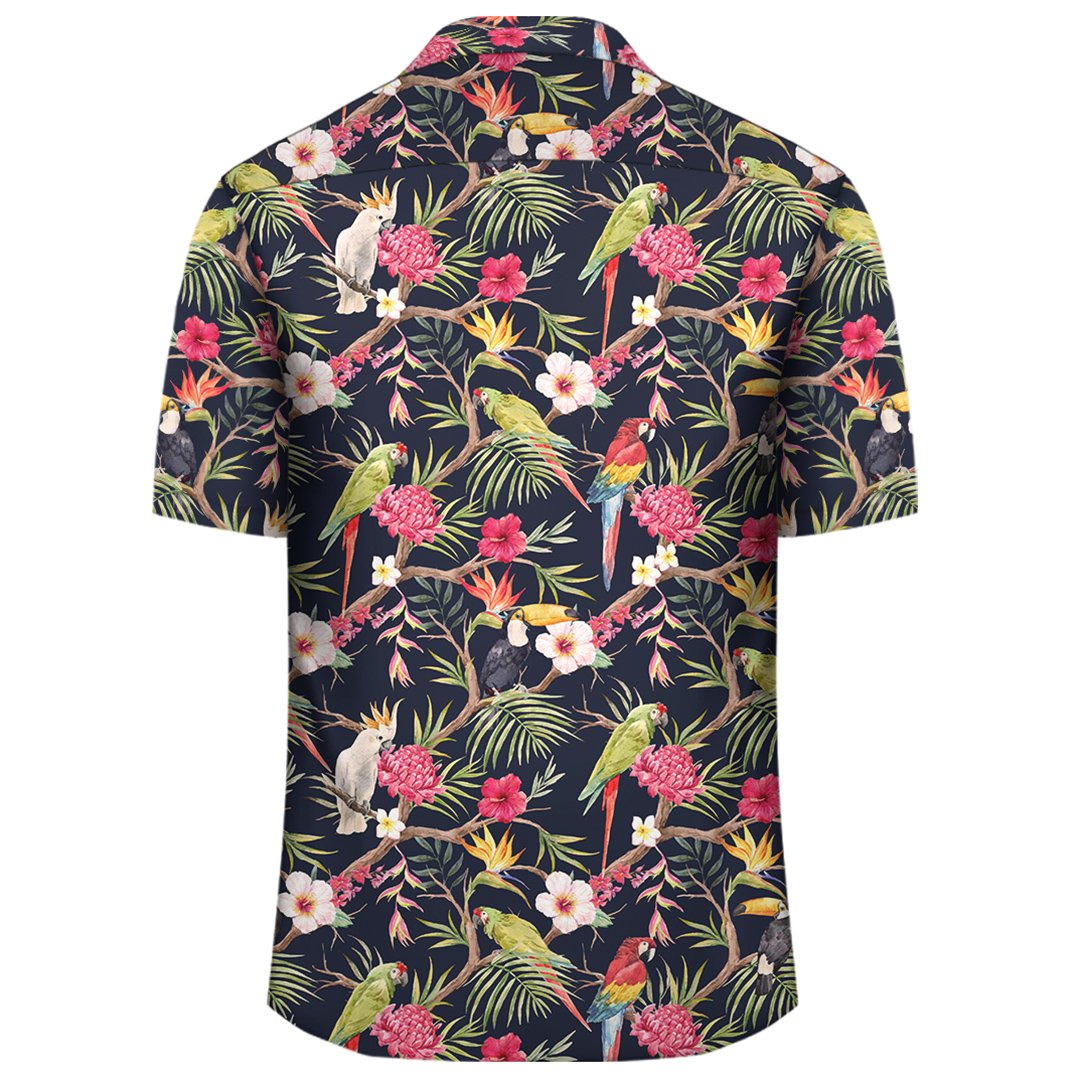 Tropical Hibiscus Strelitzia Palm Leaves Hawaiian Shirt - Polynesian Pride