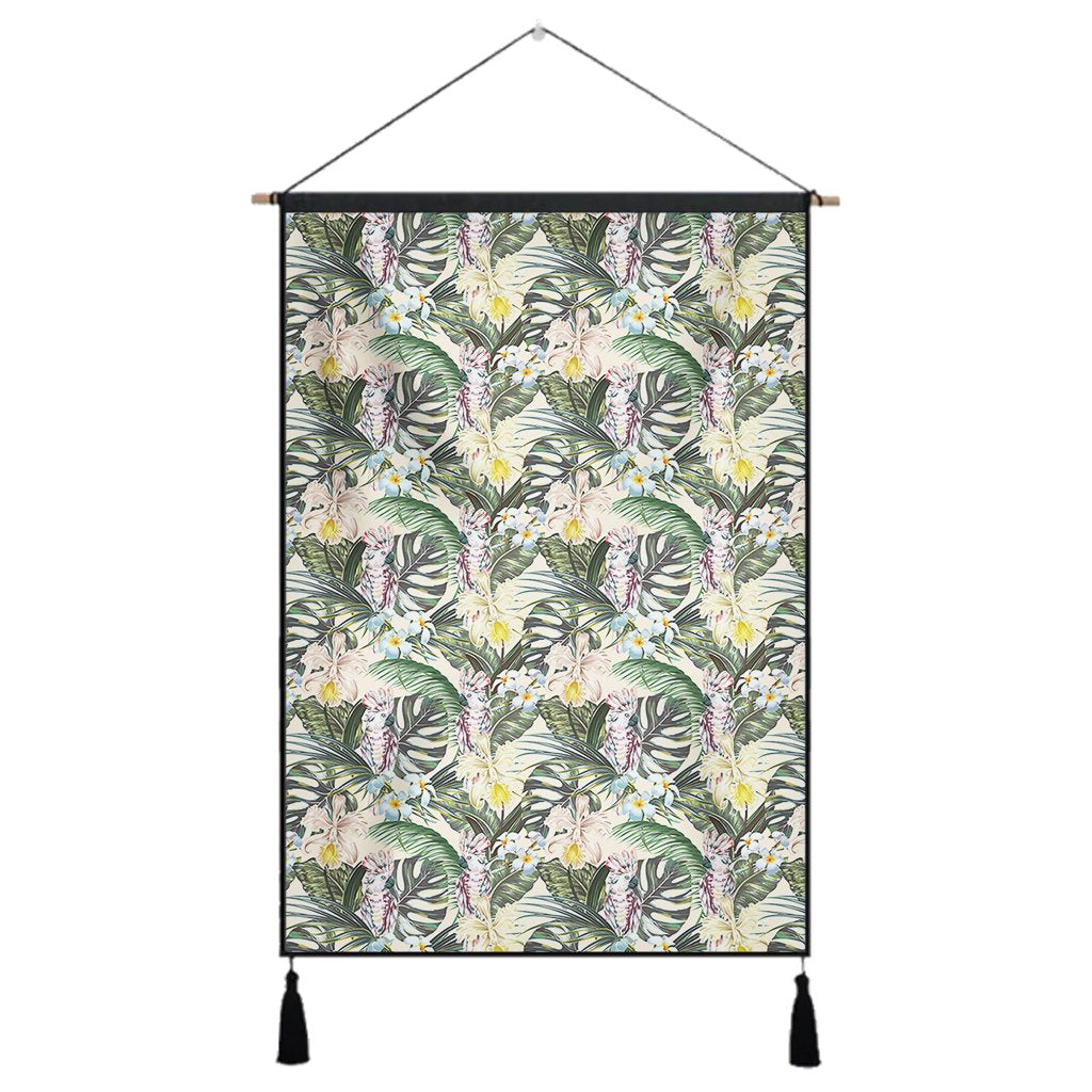 Tropical Jungle Parrots And Flamingos Hanging Poster - AH Hanging Poster 43 x 65 cm Cotton And Linen - Polynesian Pride