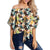 Tropical Jungle Parrots And Flamingos Pattern Women's Off Shoulder Wrap Waist Top - AH - Polynesian Pride