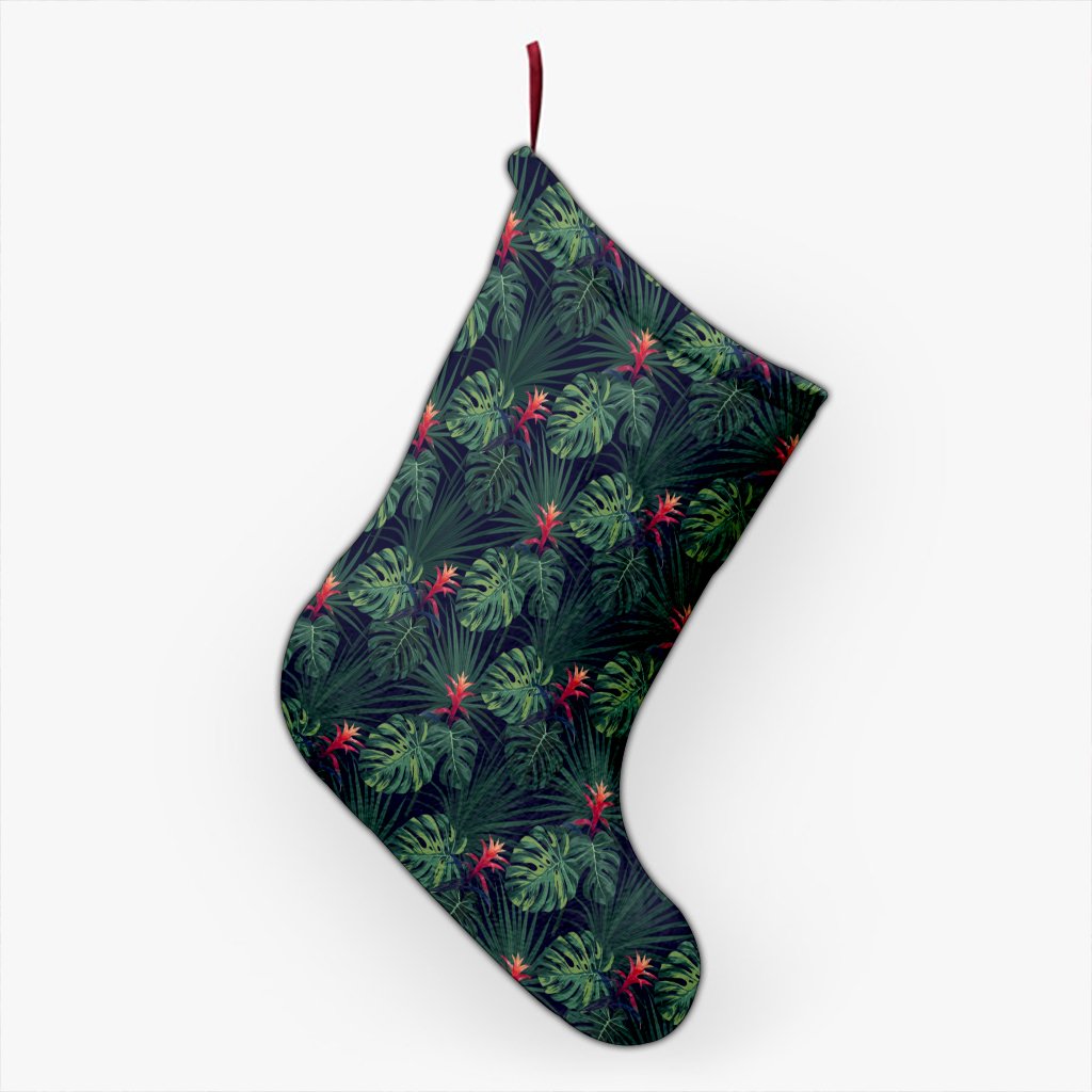 Tropical Monstera Leaf Green Christmas Stocking 26 X 42 cm Black Christmas Stocking - Polynesian Pride