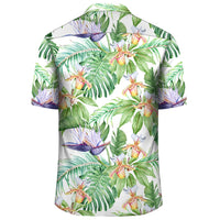 Tropical Orange Orchids Strelitzia Monstera Hawaiian Shirt - Polynesian Pride