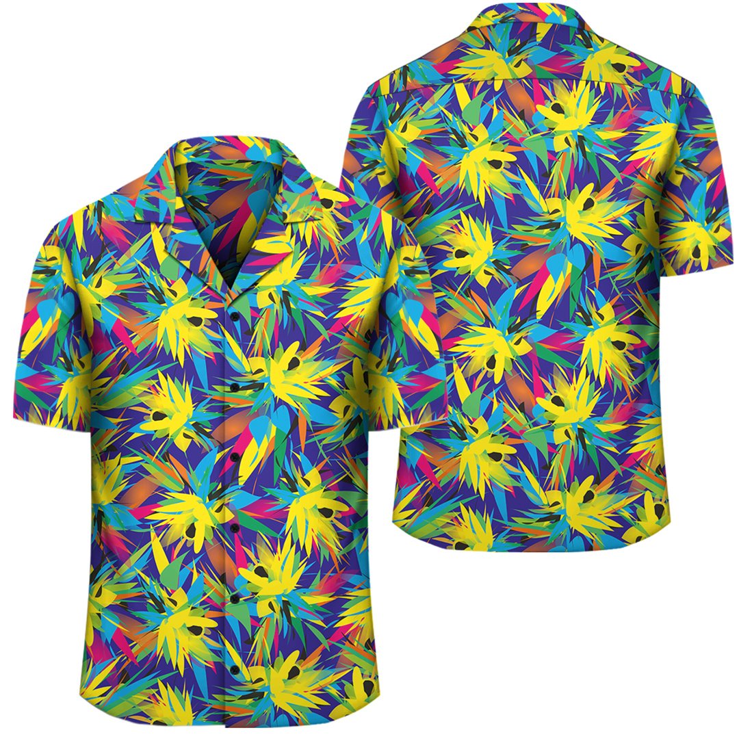 Tropical Pattern Mix Hawaiian Shirt Unisex Black - Polynesian Pride