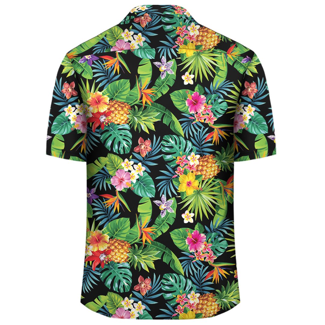 Tropical Pattern With Pineapples Palm Leaves And Flowers Hawaiian Shirt - Polynesian Pride