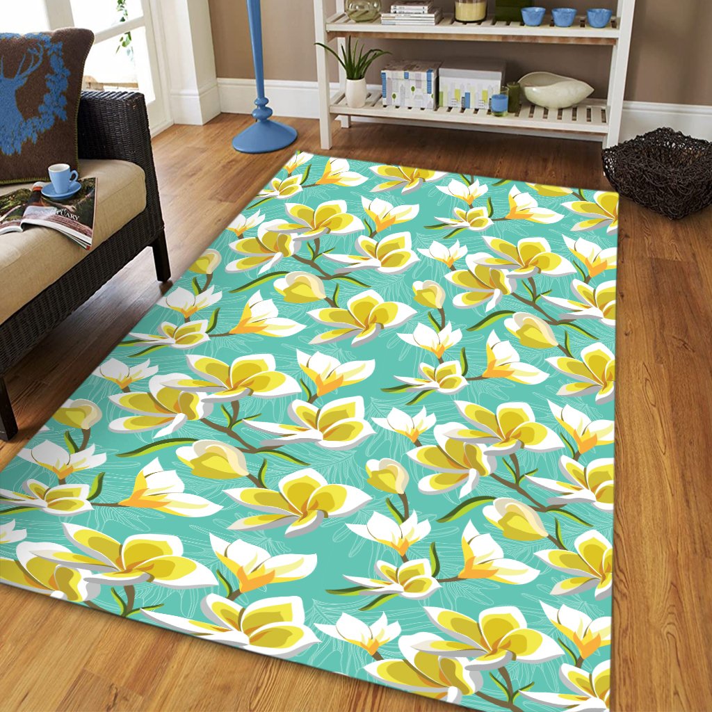 Tropical Plumeria Blue Area Rug - AH - Polynesian Pride