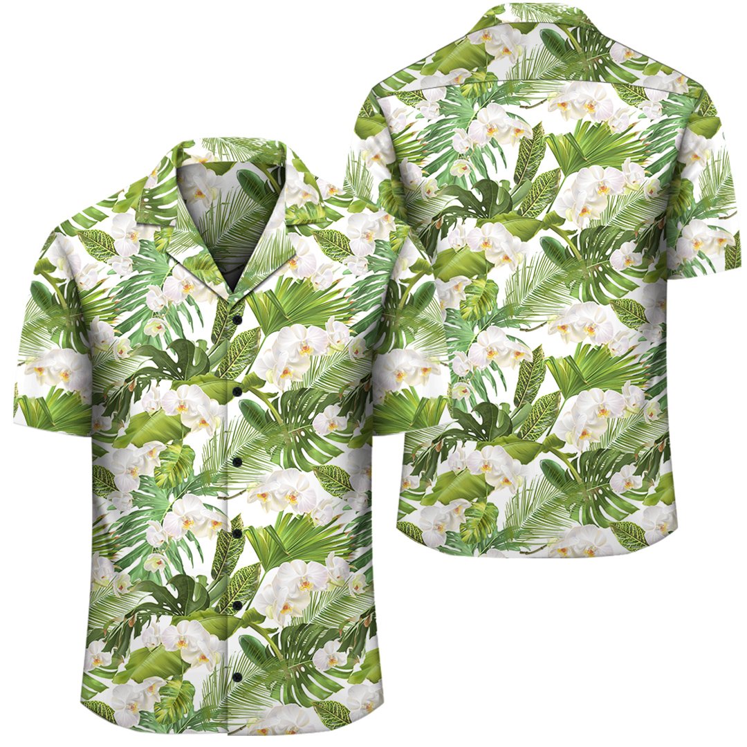 Tropical Plumeria White Hawaiian Shirt Unisex Black - Polynesian Pride