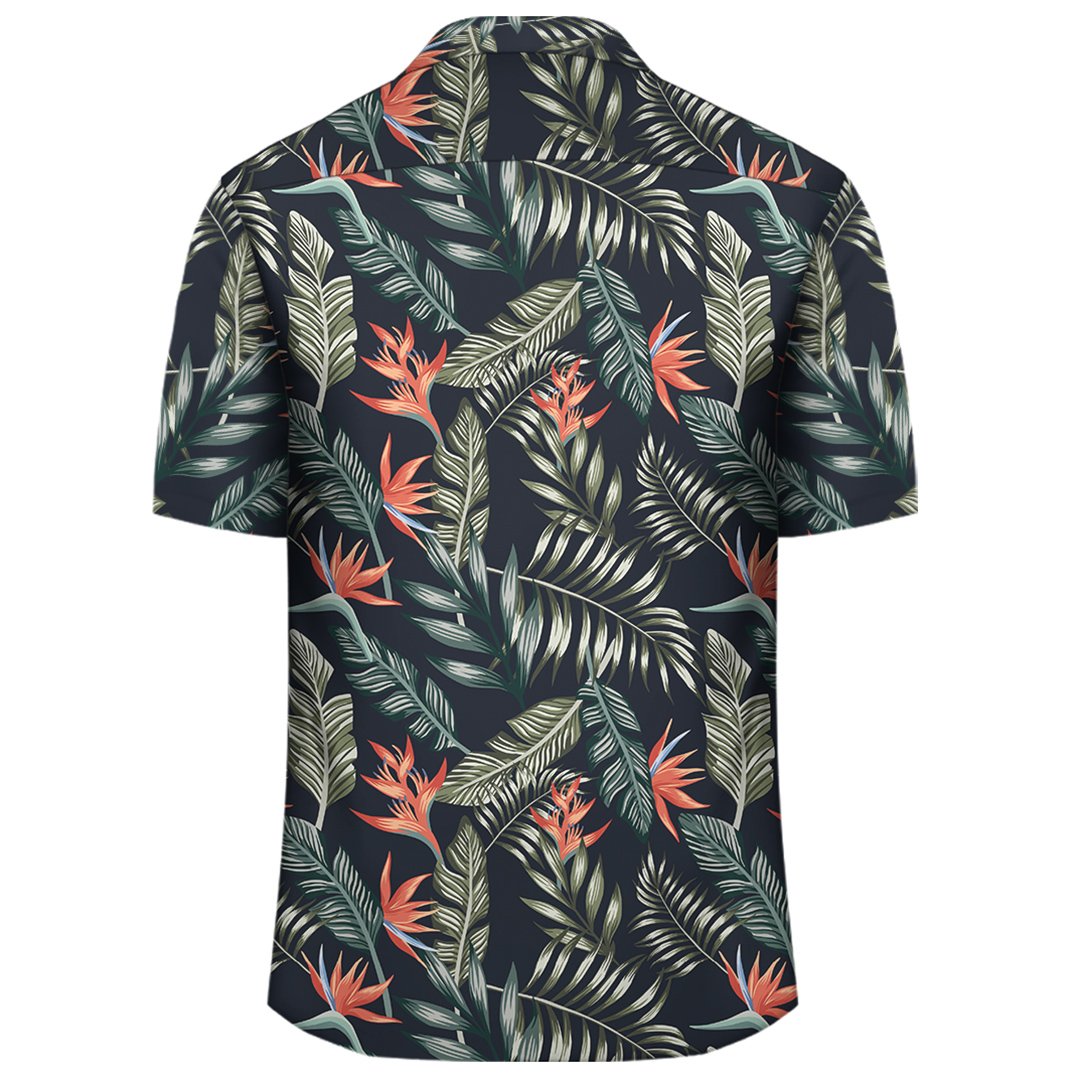 Tropical Strelitzia Black Hawaiian Shirt - Polynesian Pride