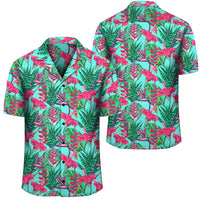 Tropical Strelitzia Blue Hawaiian Shirt Unisex Black - Polynesian Pride