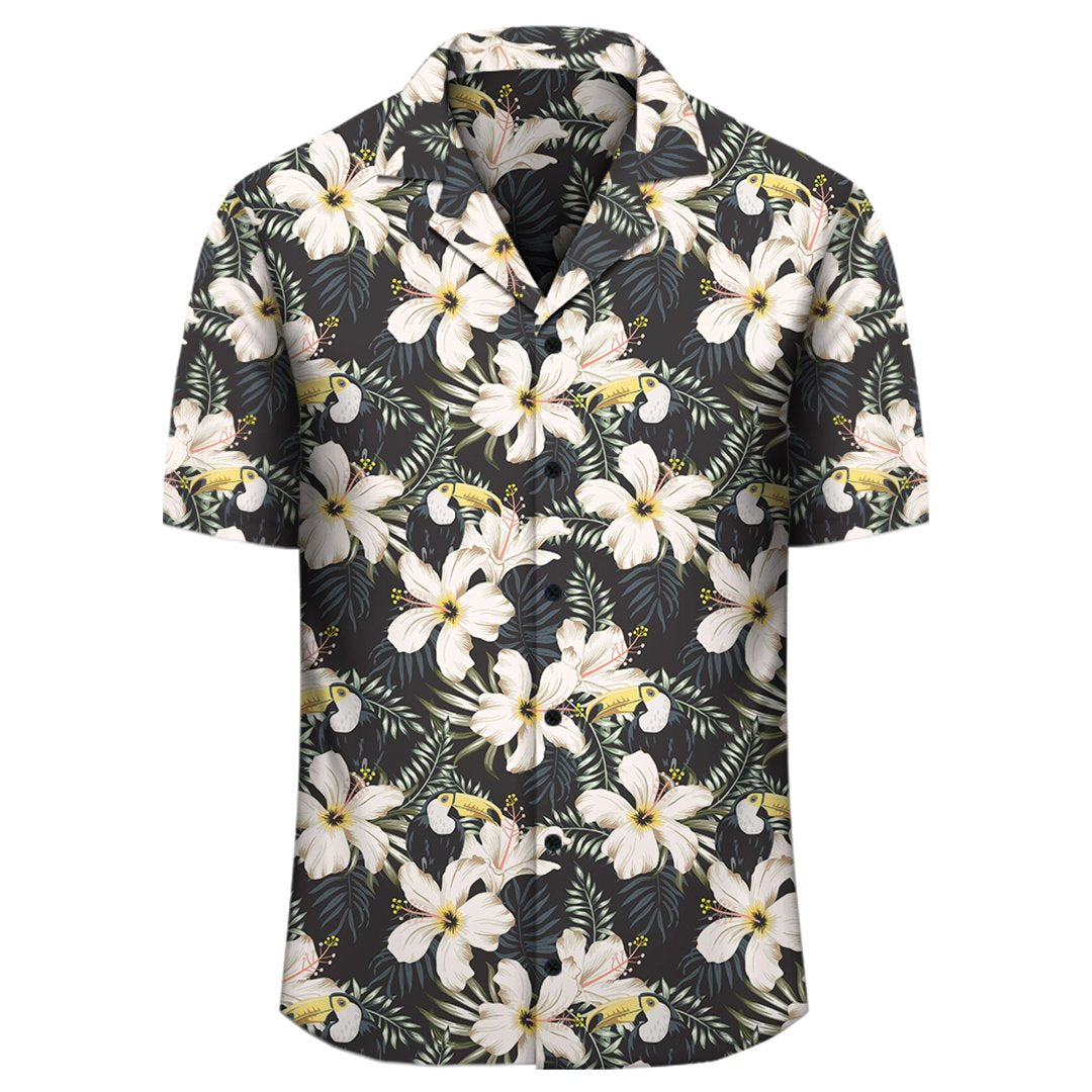 Tropical Toucans Hibiscus Palm Leaves Hawaiian Shirt - Polynesian Pride
