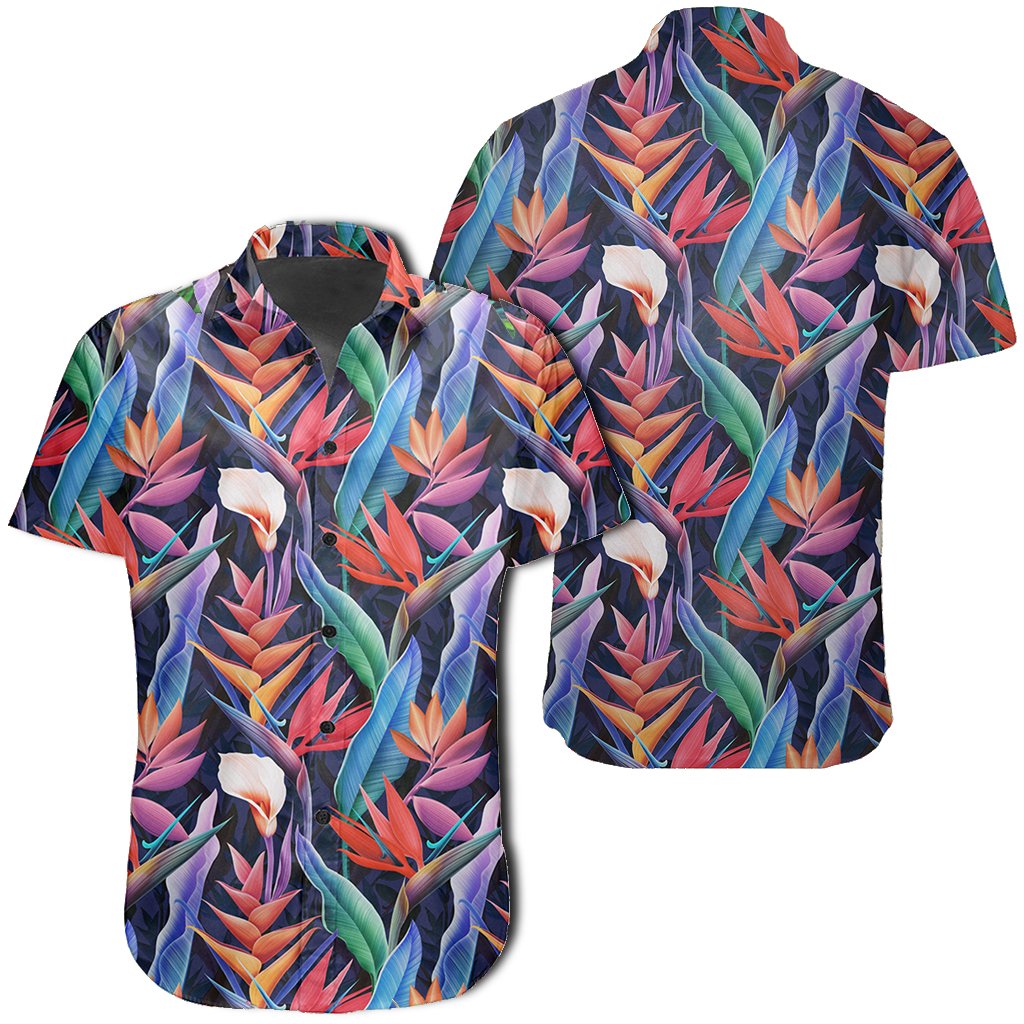 Hawaiian Shirt - Tropical Flower Shirt Unisex Black - Polynesian Pride