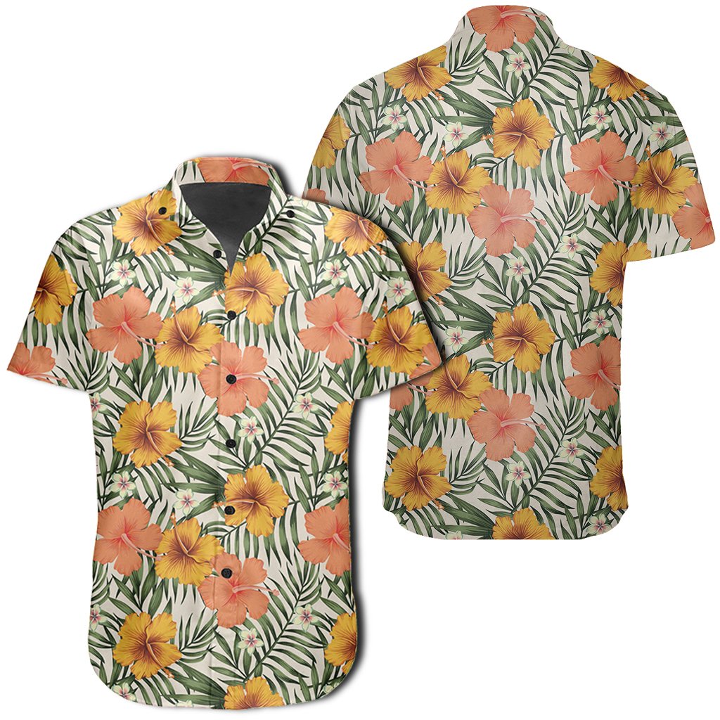 Hawaiian Shirt - Tropical Flowers Hibiscus Pink Yellow Shirt Unisex Black - Polynesian Pride