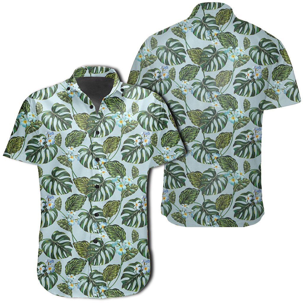 Hawaiian Shirt - Tropical Flowers Monstera Leaf Shirt Unisex Black - Polynesian Pride