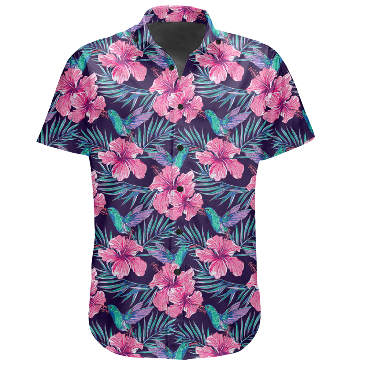 Hawaiian Shirt - Tropical Flowers With Hummingbirds Palm Leaves Shirt - Polynesian Pride