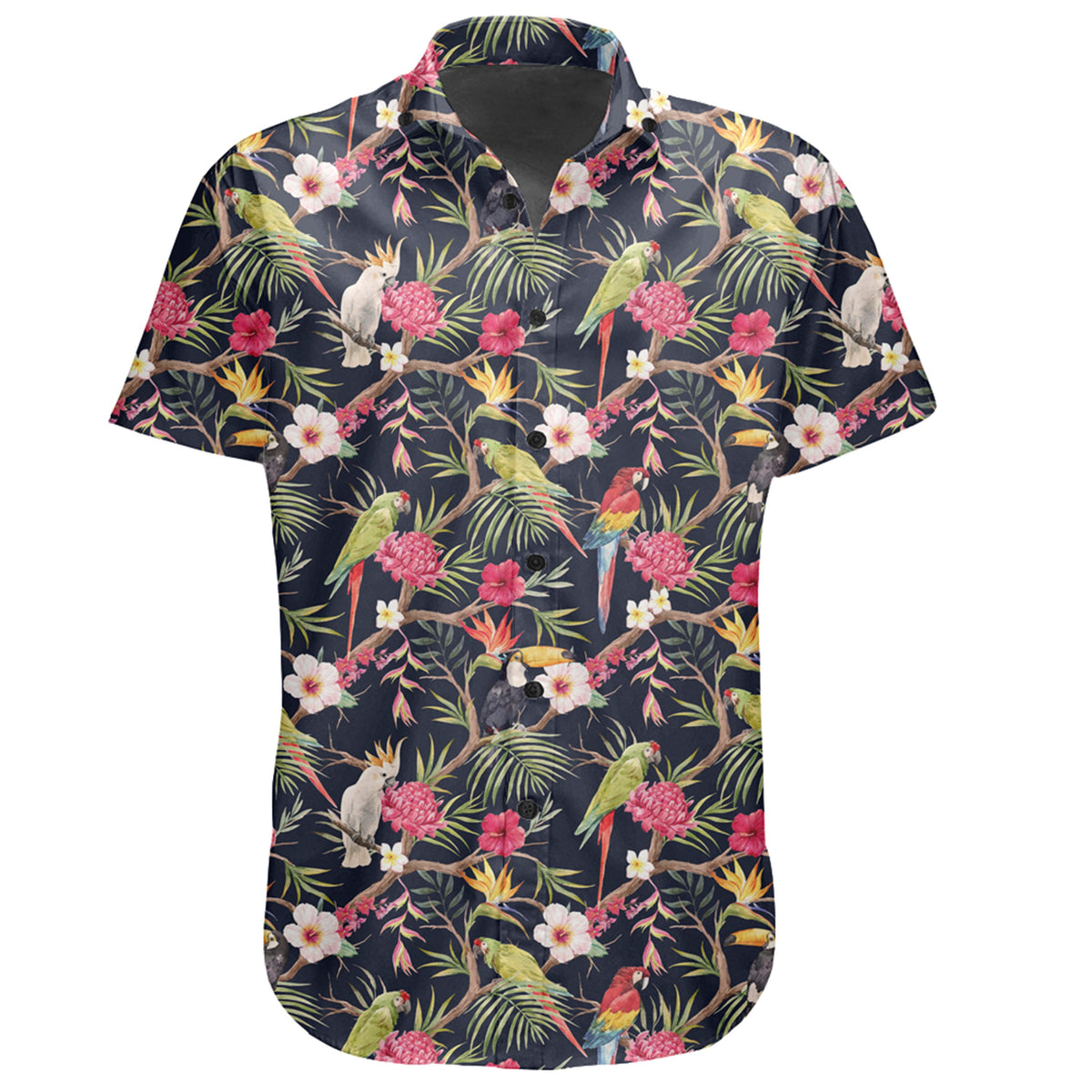 Hawaiian Shirt - Tropical Hibiscus, Strelitzia Palm Leaves Shirt - Polynesian Pride