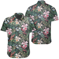 Hawaiian Shirt - Tropical Monstera Leaf Red Shirt Unisex Black - Polynesian Pride
