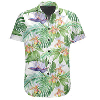 Hawaiian Shirt - Tropical Orange Orchids Strelitzia Monstera Shirt - Polynesian Pride