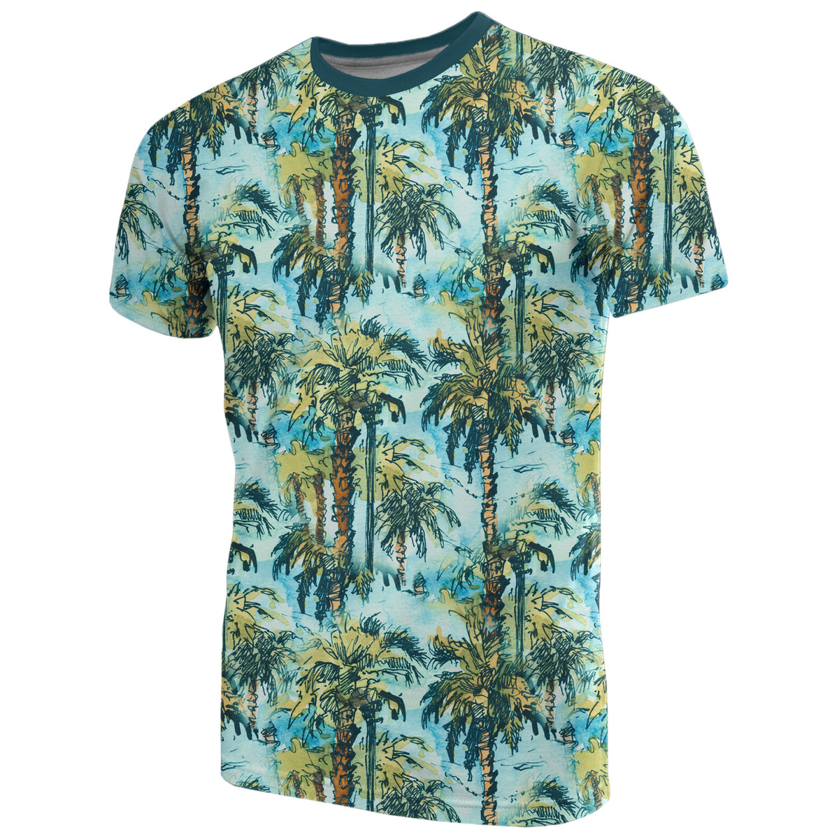 Hawaii Tropical Palm Trees Blue T Shirt - Polynesian Pride
