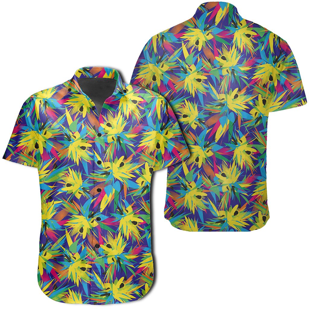 Hawaiian Shirt - Tropical Pattern Mix Shirt Unisex Black - Polynesian Pride