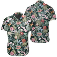 Hawaiian Shirt - Tropical Plumeria Pattern With Palm Leaves Shirt Unisex Black - Polynesian Pride