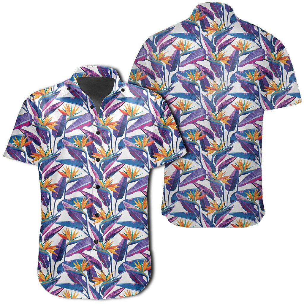 Hawaiian Shirt - Tropical Strelitzia Shirt Unisex Black - Polynesian Pride