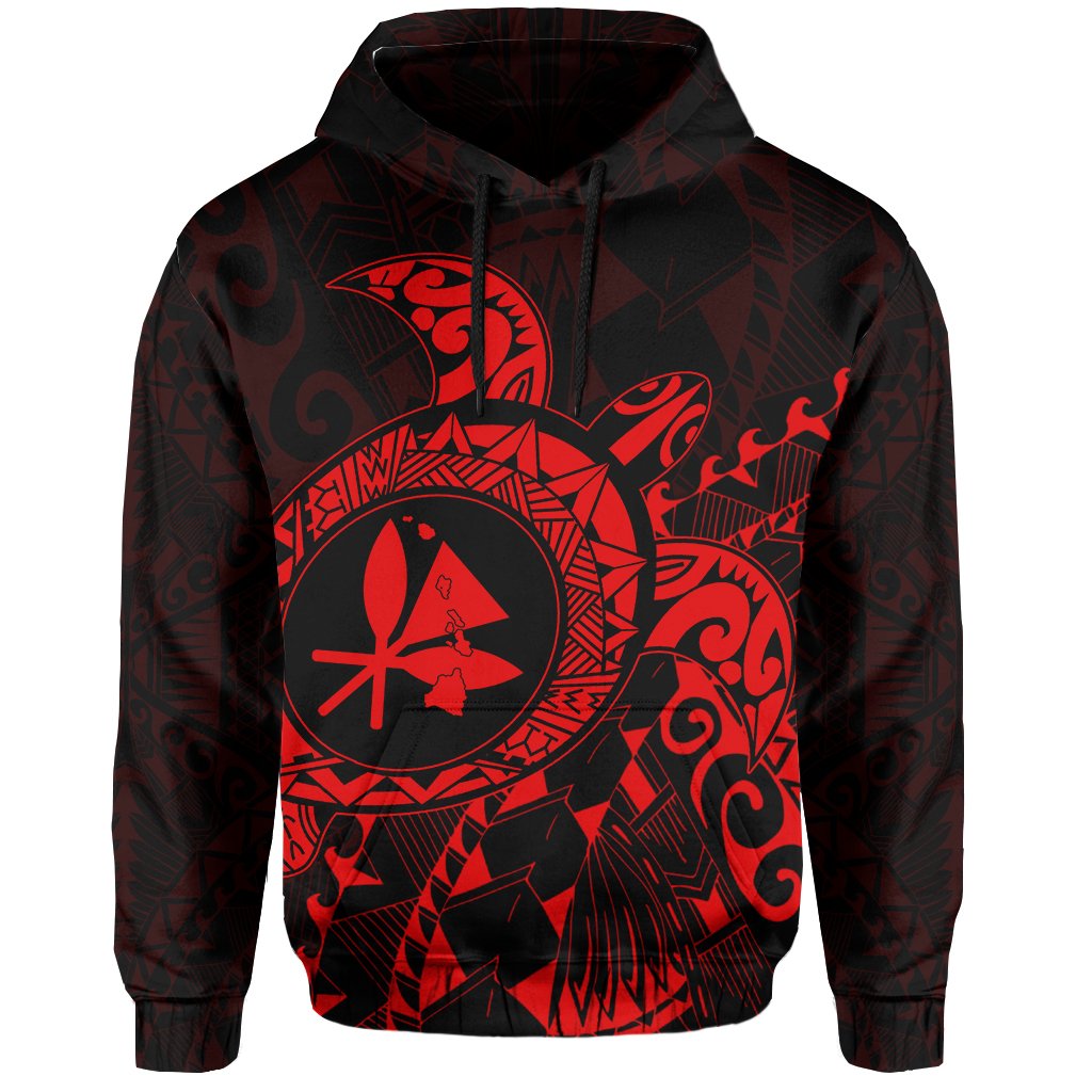 Kanaka Map Hoodie (Red) Turtle Style - Polynesian Pride