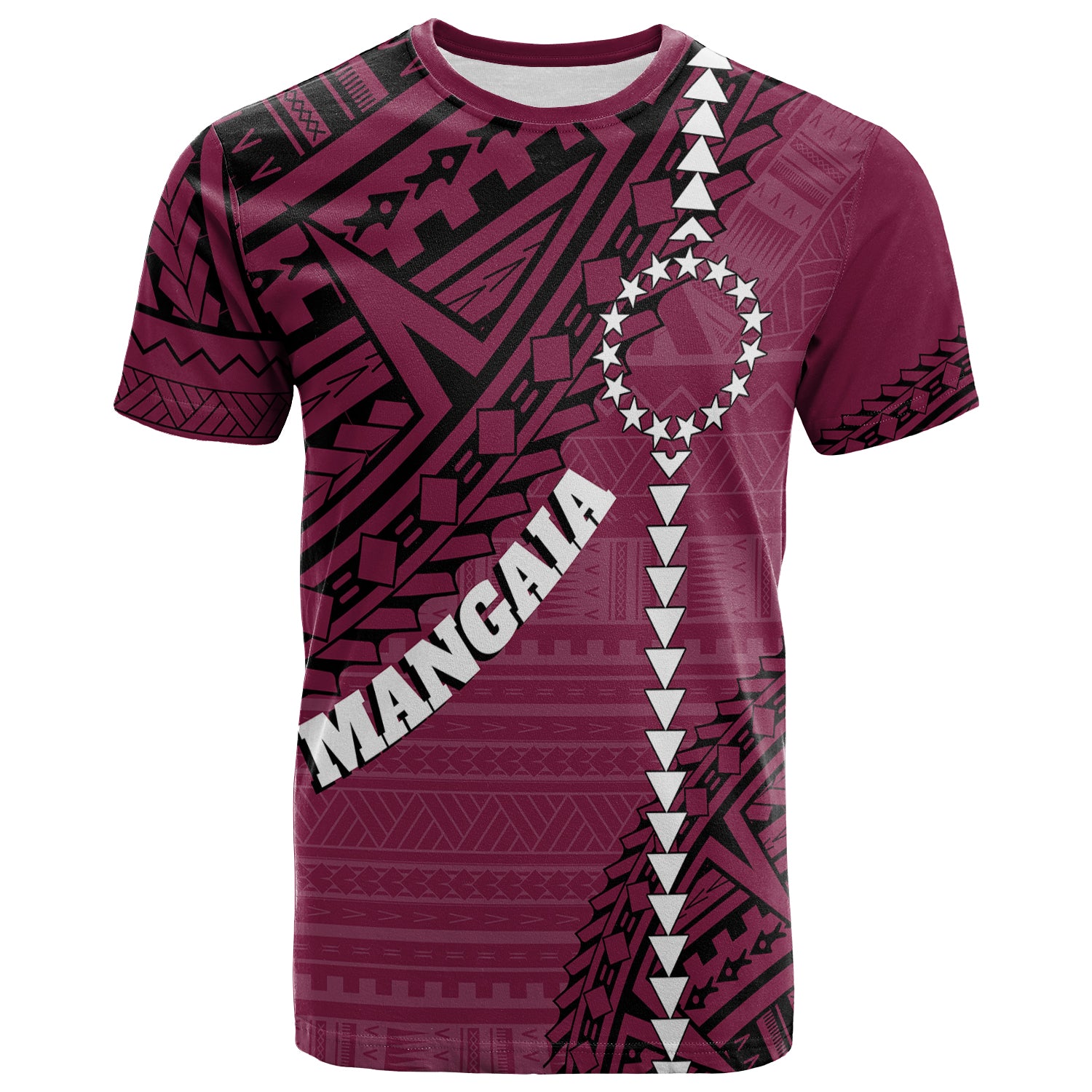 Cook Islands Tribal Custom T Shirt Island Map Mangaia Island LT7 Maroon - Polynesian Pride