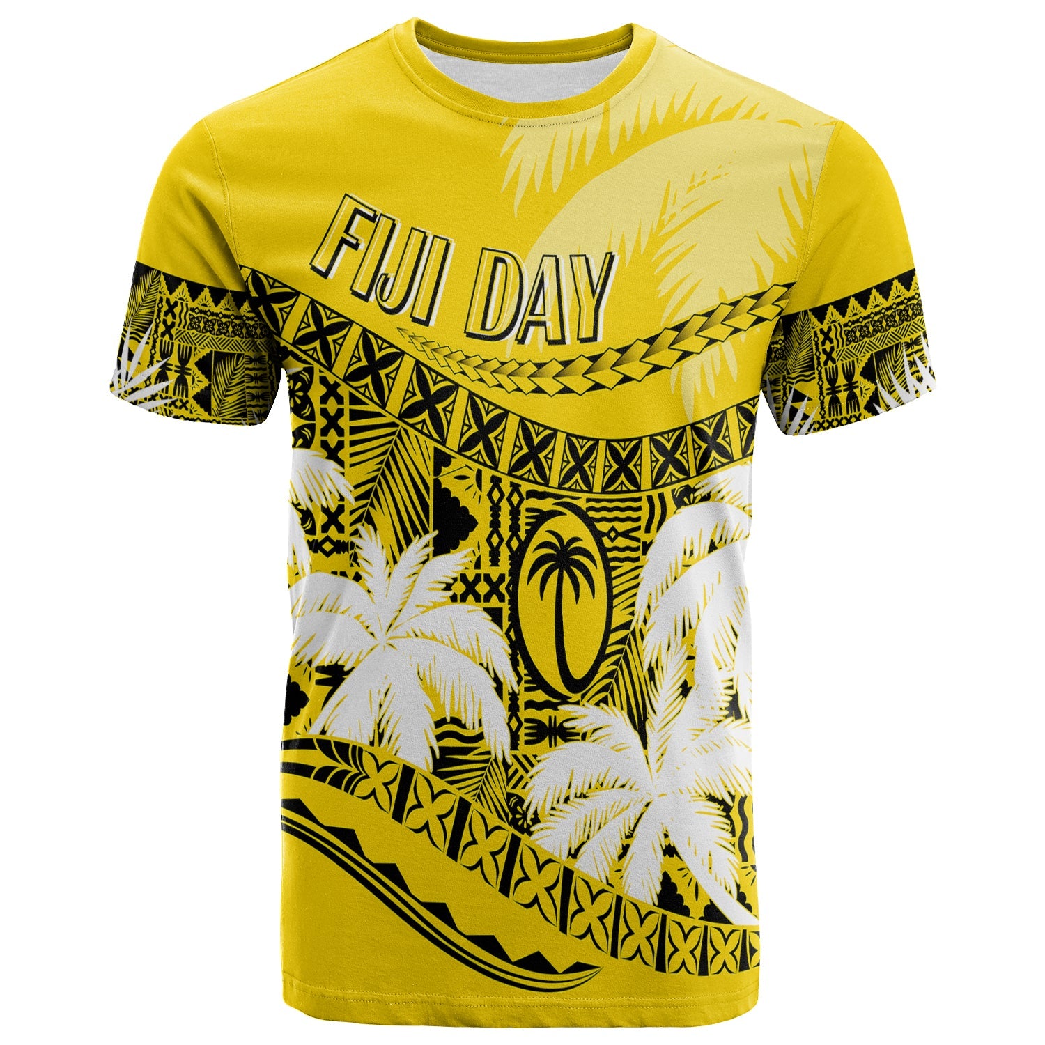 Custom Fiji Day T Shirt Flying Fijians Masi Kesa Style Gold LT7 Gold - Polynesian Pride