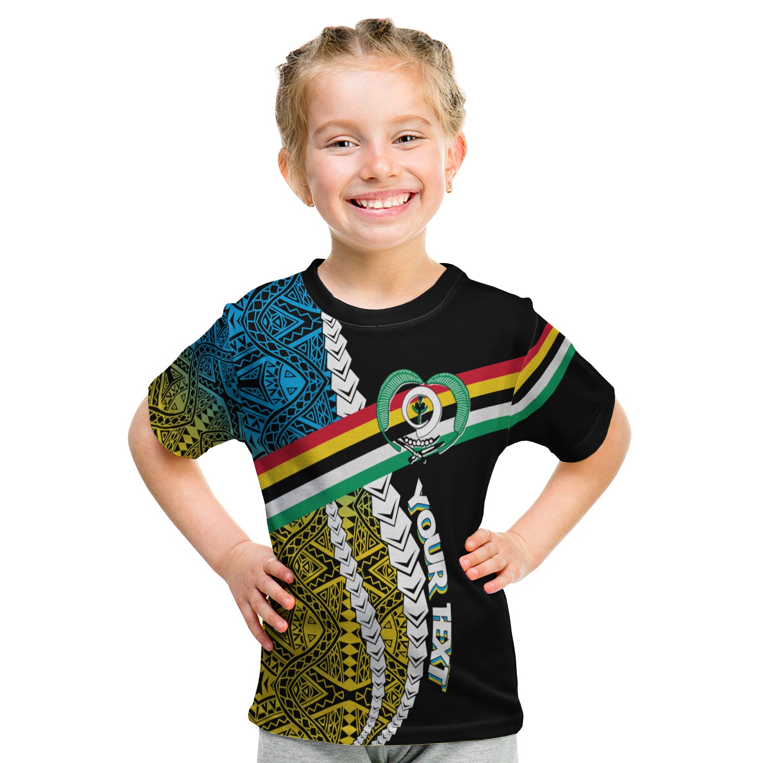 (Custom Personalised) Vanuatu Torba Province Kid T - Shirt Torba Flag Polynesian Pattern LT7 - Polynesian Pride