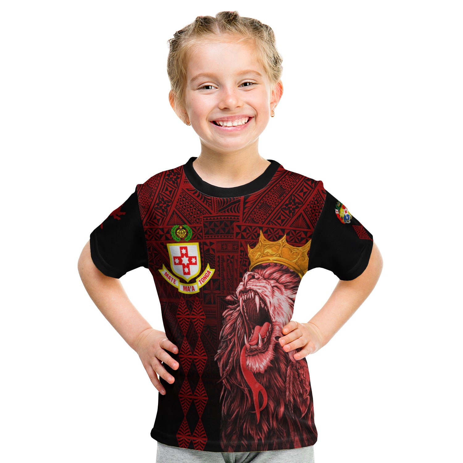 (Custom Personalize) Kolisi Tonga 'Atele Old Boys Kid T Shirt Red Lions LT7 - Polynesian Pride