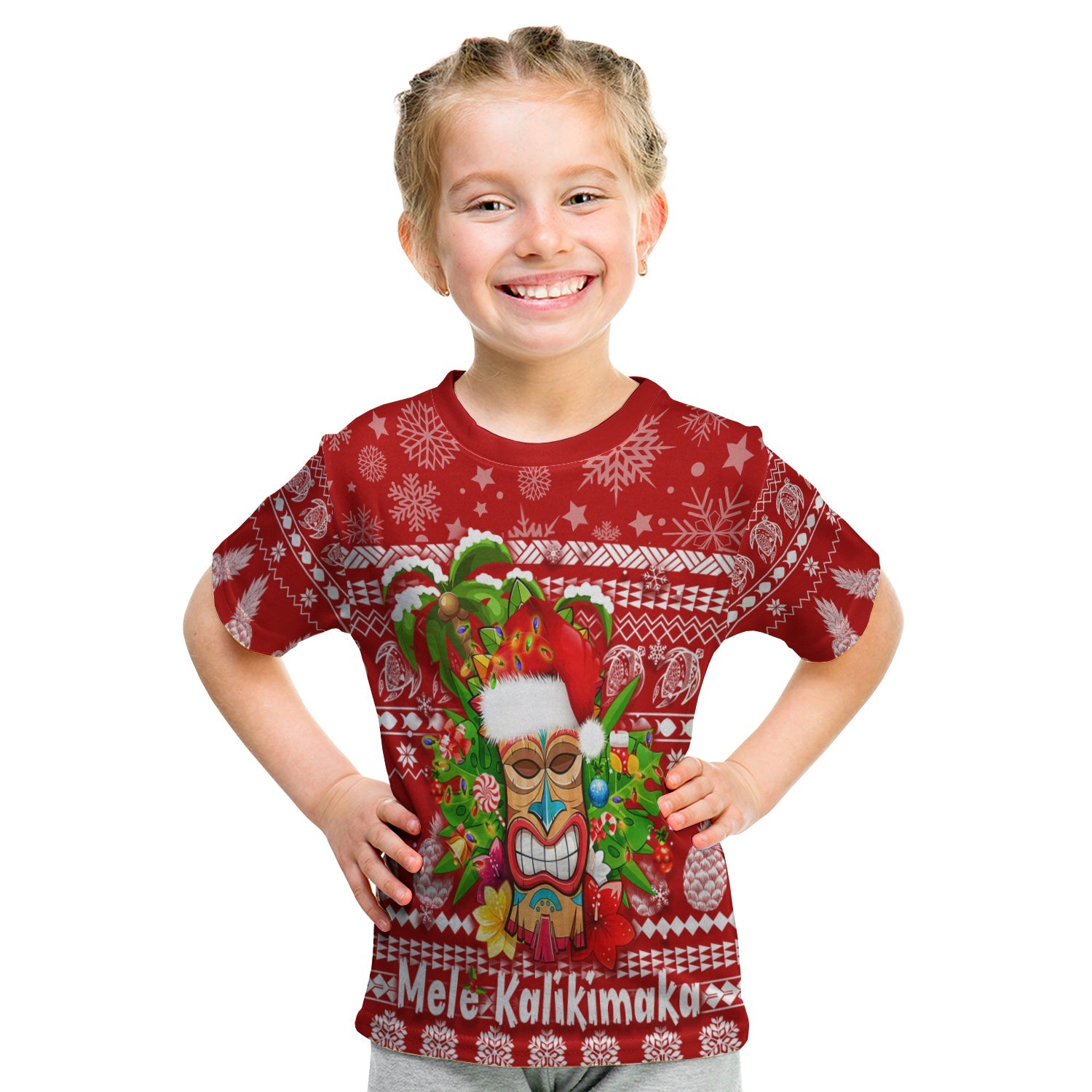 Hawaii Christmas T Shirt KID Mele Kalikimaka - Tiki LT7 - Polynesian Pride