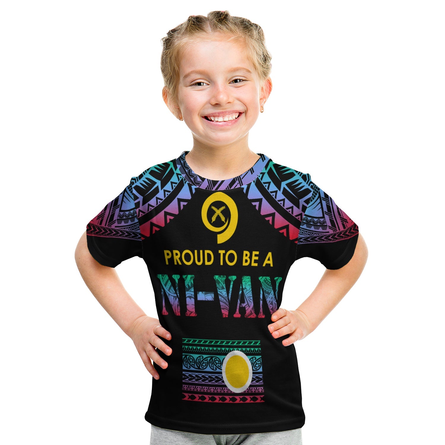 Vanuatu Proud To Be A Ni-Van - Polynesian Pattern T Shirt KID - Shefa Province LT7 - Polynesian Pride