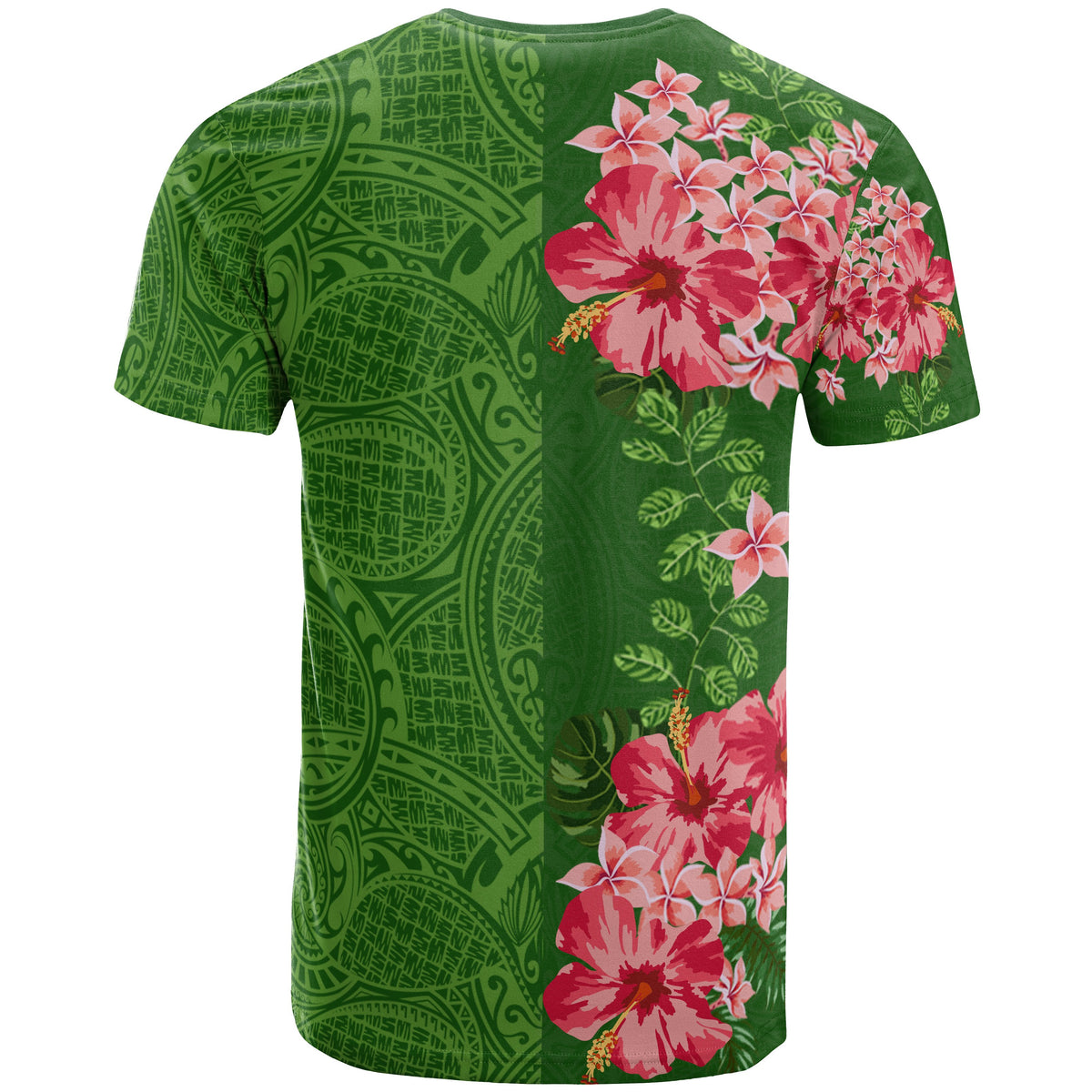 Hawaii Hibiscus Flower Polynesian T Shirt Curtis Style Green - Polynesian Pride