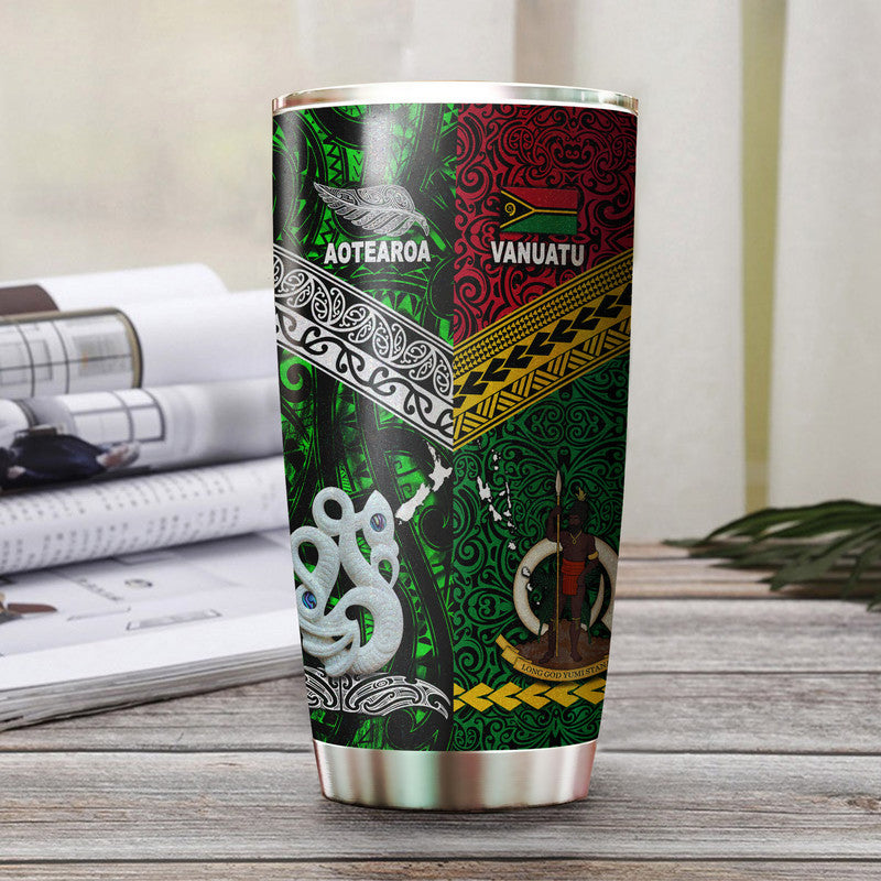 New Zealand And Vanuatu Tumbler Together - Green LT8 Green - Polynesian Pride