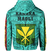 Polynesian Kanaka Flag Kanaka Maoli Hawaii Zip Hoodie Turquoise - Polynesian Pride