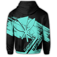 Hawaiian Map Kanaka Identifier Hoodie Turquoise Brusch Style - Polynesian Pride