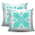 Hawaiian Quilt Maui Plant And Hibiscus Pattern Pillow Covers - Turquoise White - AH - Polynesian Pride