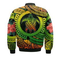 Polynesian Turtle Bomber Jacket Circle Turtle Hibiscus Reggae LT9 - Polynesian Pride