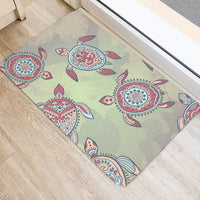 Turtle Colorful Hibiscus Backgorund Door Mat AH - Polynesian Pride