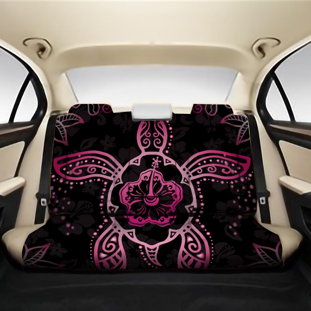 Turtle Hibiscus Pink Back Seat Cover AH One Size Black Back Car Seat Covers - Polynesian Pride